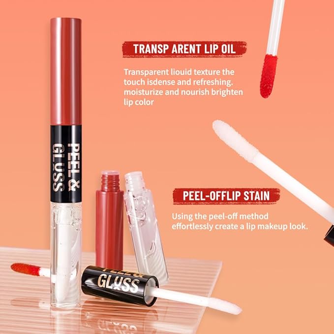 Vibrant Red Coral Peel Off Lip Gloss Tattoo and Lip Oil, Lip Stain Peel Off Masque - Peel Off Lip Tint ,Long Lasting Waterproof Transfer-proof Lip Mask Lip Gloss Peel Off Lip Liner,Stay Lip Makeup 04#