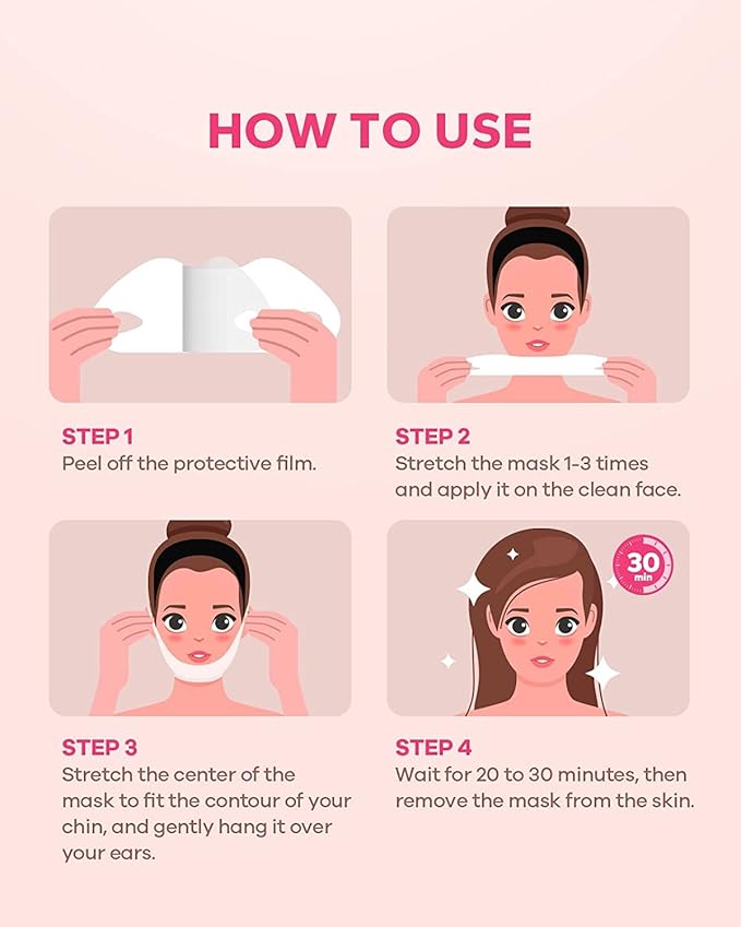 FairyFace V Line Shaping Face Masks (5 Count), Double Chin Reducer, Lifting Hydrogel Collagen Mask with Aloe Vera and Seaweed, Anti-Aging and Anti-Wrinkle