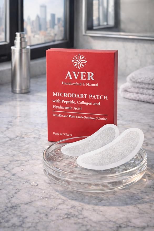 AVER Serum-Infused Under Eye Patches for Fine Lines, Wrinkles, Puffiness & Dark Circles | Peptide, Collagen, Hyaluronic Acid, Panthenol & Niacinamide | Hydrates, Brightens & Firms | 3 Pairs