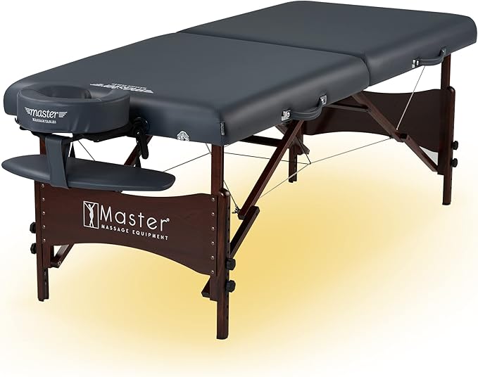 Master Massage Newport 30" Professional Portable Massage Table Package in Royal Blue with Ambient Lighting System
