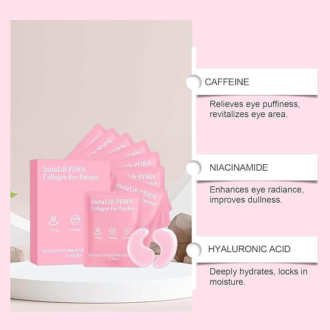 Serene Instalift Pdrn & Collagen Eye Patches, Pdrn Collagen Eye Patches for Puffy Eyes and Dark Circles (1 Box (8 pieces))