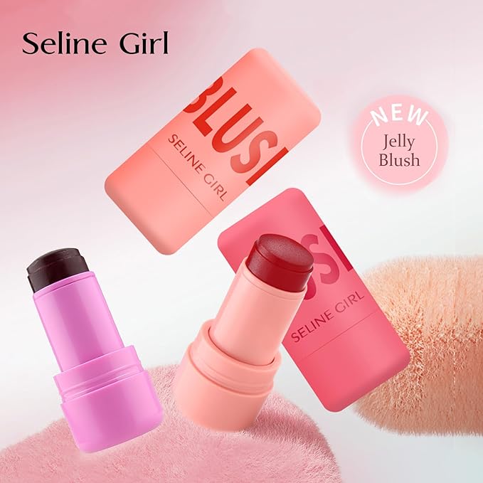 Jelly Blush Stick, Cream Blush & Tool 2-IN-1, Blendable Blushes Makeup For Eyes Lips Cheeks, Color Balm Natural and Creamy #SPLASH