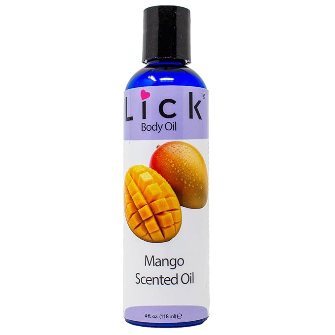 LICK Mango Tropical Scented Body Oil for Daily Hydration – Lightweight Non-Greasy Formula with Almond Oil & Vitamin E – 4 oz