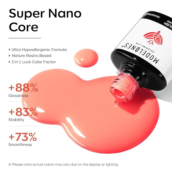 modelones Peach Gel Nail Polish, 15 ML Carly Coral Orange Color Fall Gel Polish Soak Off Led Autumn Nail Art Gel Manicure Salon DIY Gifts