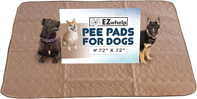 Reusable Dog Pee Pads - Waterproof Training Pads for Dogs - Washable & Sanitary - Rounded Corners - Laminated, Lightweight, Durable - Pet Essentials for Puppy Training and Whelping - 72" x 72"