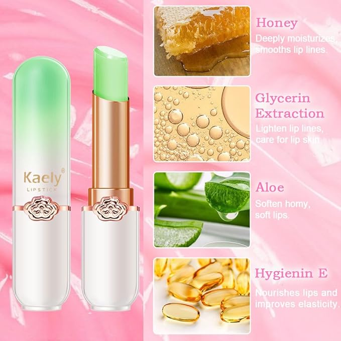 Kaely 2Pcs Aloe Hydrating Lipstick Tinted Lip Balm, Color Changing PH Lipstick Makeup, Korean Magic Lip Stain Long Lasting Waterproof, labiales magicos 24 horas originales
