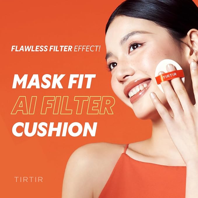 TIRTIR Mask Fit Ai Filter Cushion Foundation | AI-Like Semi-Matte Finish - Up to 72-Hour Medium to Full Coverage Korean BB Cushion Make up Beauty, #15C Pear Porcelain, 0.63 Fl Oz