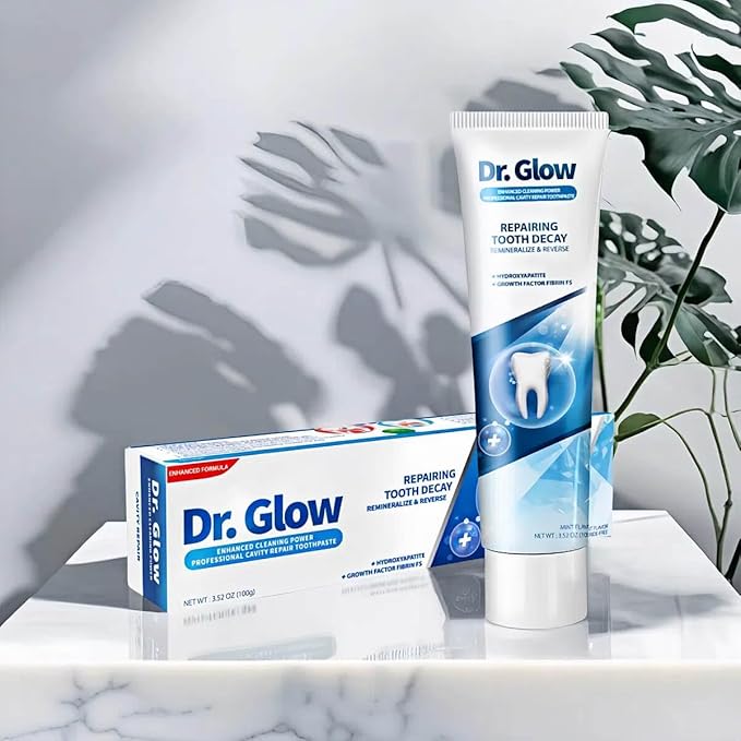 Dr. Glow Adult Cavity Repair Toothpaste, Cavity Reversing Hydroxyapatite Toothpaste, Cavity Filler for Tooth Remineralization, Tooth Decay Treatment Repair, Enamel Repair Cavity Remover, Fluoride Free
