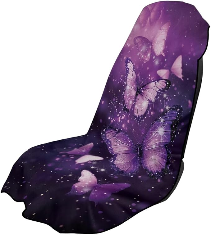 INSTANTARTS Purple Butterfly Towel Car Seat Covers Sports Car Towel Mat for Yoga and Travel