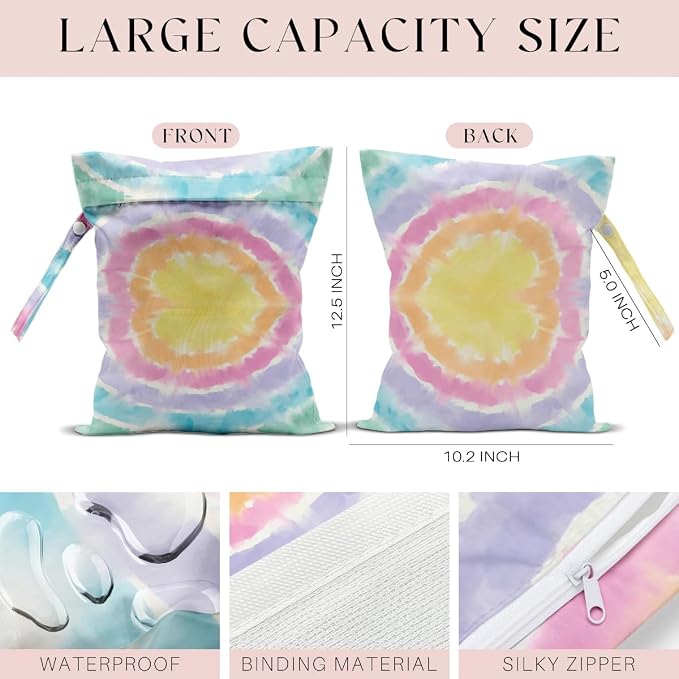 4 Pcs Wet Bag, Wet Dry Bag, Waterproof Bag, Beach Bag, Wet Bag for Pool, Beach, Swimsuit, Diapers, Makeup Bag, Cruise Ship Essentials, Accessories Travel Essentials for Women