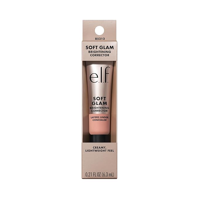 e.l.f. Soft Glam Brightening Corrector, Helps Minimize Dark Circles & Discoloration, Hydrating With A Natural Finish, Vegan & Cruelty-Free, Light Pink