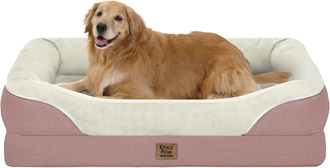 Waterproof Orthopedic XL Dog Bed for Large and Extra Large Dogs | Egg Crate Foam, 4-Sided Bolster Support, Waterproof Liner, Non-Slip Bottom, Machine Washable Cover, 42 x 30 Inch