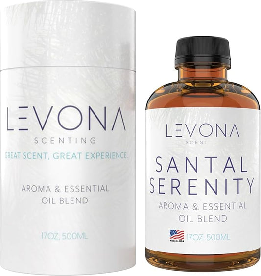 Levona Scent Santal Serenity Essential Oil: Notes of Sandalwood, Papyrus & Amber - aromatherapy oils for hotel, home and office - Fragrance oil for diffusers & Humidifiers - Home Luxury Scents -500 Ml