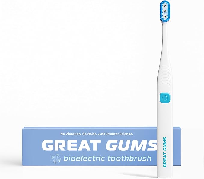 Great Gums Lite Extra Soft Toothbrush for Sensitive Gums - Soft Bristle BioElectric Toothbrush for Braces Care - Non Vibrating Plaque Remover for Teeth - Orthodontic & Periodontal Teeth Cleaning Brush
