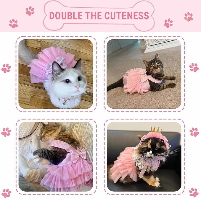 Dog Dresses, Fashion Pet Dog Clothes, Striped Mesh Puppy Dogs Princess Dresses (Pink, Medium)