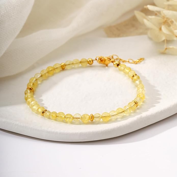 Natural Healing Crystal Bracelet for Women, Anxiety Relief Healthy Pregnancy Triple Protection Citrine Jewelry Gift for Friends Daughter Sister Mom Colleague