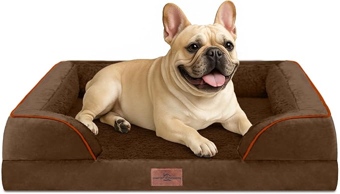 Comfort Expression Waterproof Orthopedic Dog Bed for Medium Size Dog | Supportive Egg Crate Foam Medium Pet Bed with Removable Bolsters, Dog Couch with Washable Cover & Non-Slip Bottom, 30x20 Inch