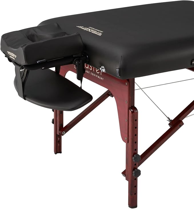 Master Massage 31" Montclair Heated Portable Massage Table with Therma-Top System, Reiki End Panels & Shiatsu Cable Release – Professional Spa Lash Bed – Black