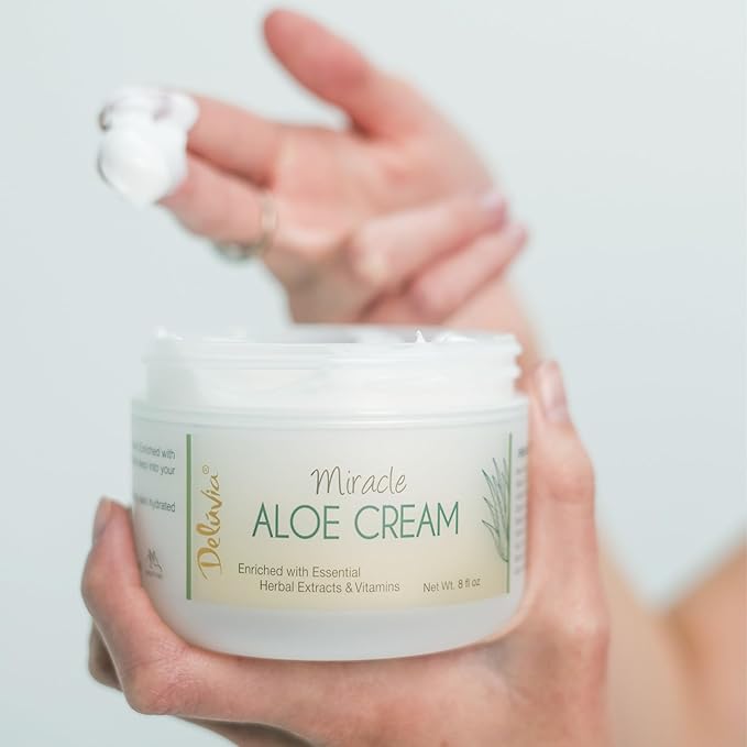 Deluvia Miracle Aloe Cream | Face & Body Moisturizer with Vitamin E & Aloe Vera | Hydrating, Soothing for Dry Skin | Non-Greasy - 2 oz Compact Travel Size