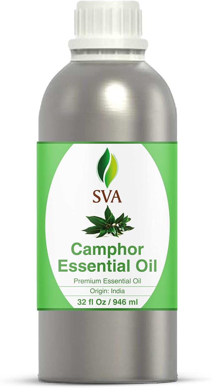 SVA Camphor Essential Oil 32 Fl Oz – for Diffuser, Skin & Hair Care – Ideal for Massage & DIY Blends