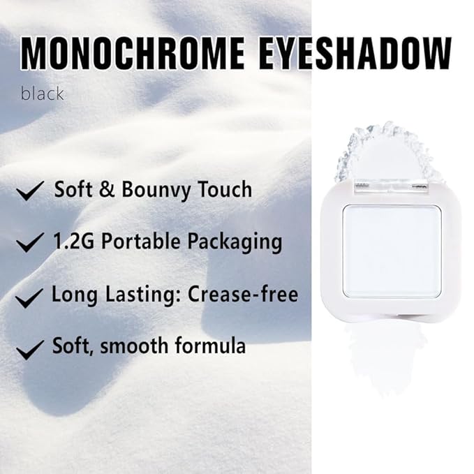 Buildable Matte Eyeshadow Makeup Palette Single - White Shades | Creamy Pressed Powder for Easy Blending | Mini Travel Palette for Women | Everyday Natural Eye Makeup