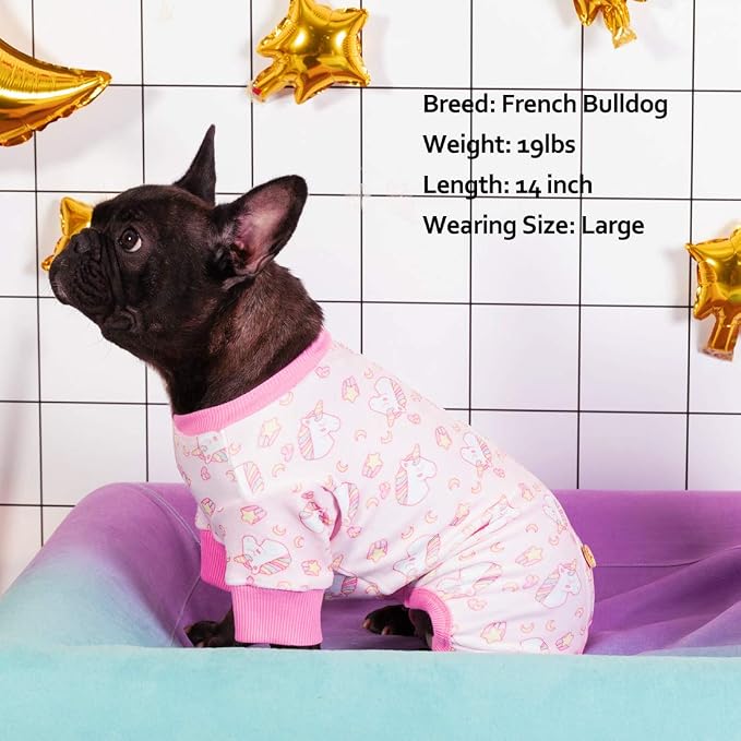 KYEESE Velvet Dog Pajamas for Small Dogs Soft Onesie Shirt, Unicorn Pink | 4-Way Stretch, Lightweight & Breathable, Reduces Shedding, Gentle on Sensitive Skin, Recovery Support, Easy Potty Breaks