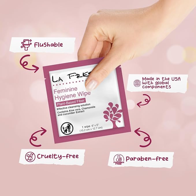 LA Fresh Feminine Wipes with Aloe Vera, Chamomile Extract, Cucumber, and Vitamin E - Pack of 50 ct Wipes for Women