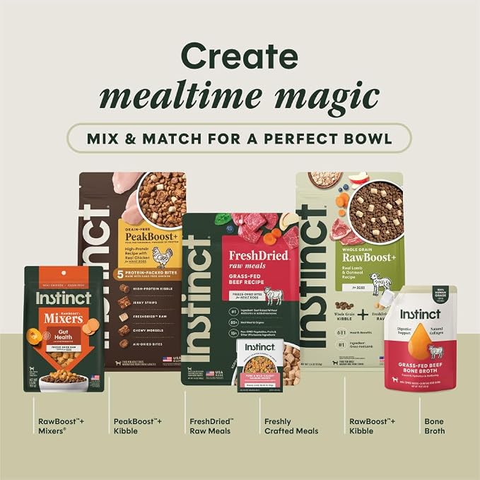 Instinct Freeze Dried Meals, Natural Dog Food, Grass-Fed Beef, 14 oz. Bag | FreshDried raw, 85% meat & organs, 15% non-GMO vegetables, fruits & other wholesome ingredients, supports overall vitality