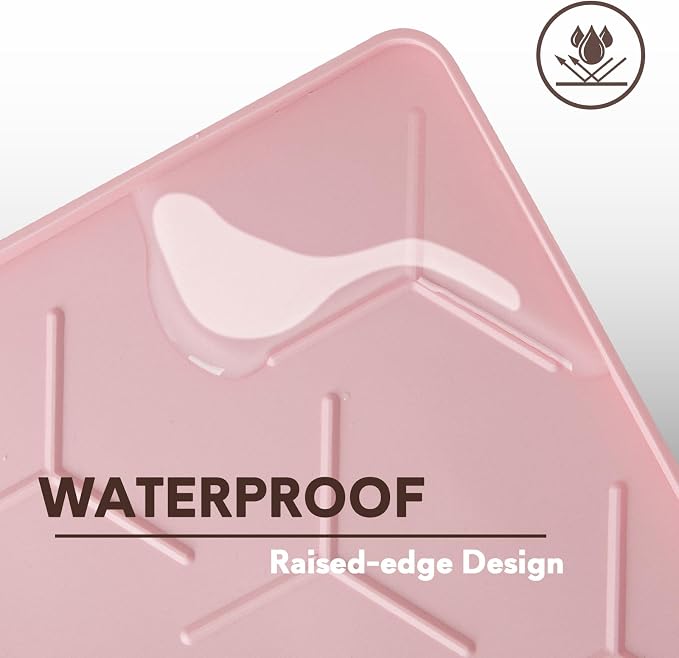 Garoopion Silicone Cat Litter Mat Large 40" X 28", Easy to Clean, Pink | Large Size Waterproof Silicone Mat with Raised Edges, Catch Litter, Protect Floor from Urine, Multi-Use for Dog/Sink/Kitchen