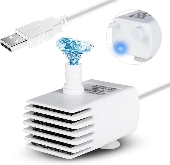 PETNF Replacement Pump for Cat Water Fountain with LED Light, Compatible for 3L/101OZ Transparency Pet Water Fountain, Ultra Quiet Long Lifespan Cat Water Pump with Adjustable 3 Kind Water Flow