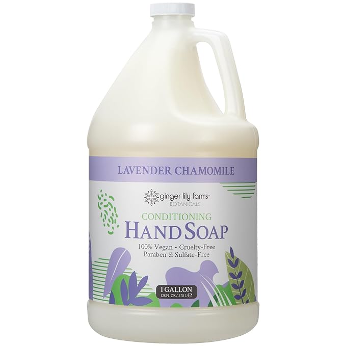 Ginger Lily Farms Botanicals Conditioning Liquid Hand Soap Refill, 100% Vegan & Cruelty-Free, Lavender Chamomile Scent, 1 Gallon (Pack of 4)