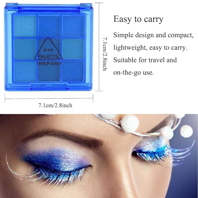 Black Blue Eyeshadow Palette Set - 18 Colors Smokey, Gothic & Halloween Eyeshadow Makeup Kit, Matte Shimmer & Glitter Shades, Cool Toned Eyeshadow for Corpse Bride, Sally, Witch & Cosplay Makeup