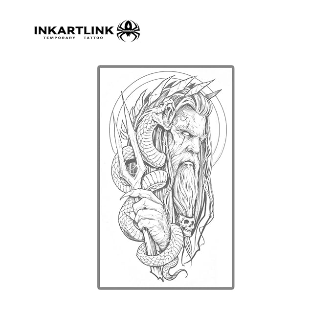 INKARTLINK Semi Permanent Tattoo,Party Tattoo, Beautiful and Realistic Design, Fun Tattoo Experience, Cruelty-free, Non-reflective, Waterproof (Poseidon 2)