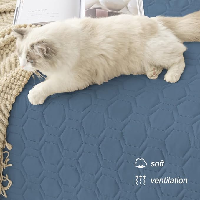 Tcksstex Waterproof and Anti-Slip Dog Bed Cover and Pet Blanket Sofa Pet Bed Mat ，car Incontinence Mattress Protectors Furniture Couch Cover for Most Cats Dogs, Pets （82x82- Navy Blue）