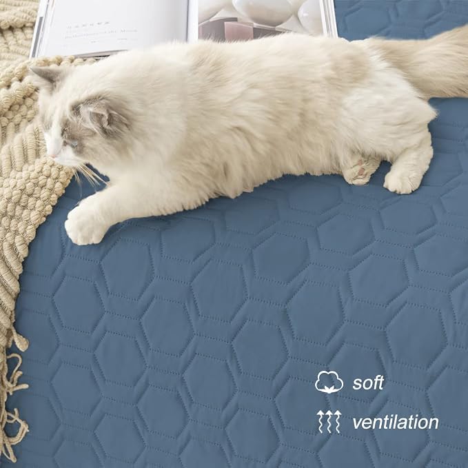 Tcksstex Waterproof and Non-Slip Dog Bed Cover and Pet Blanket Sofa Pet Bed Mat ，car Incontinence Mattress Protectors Furniture Couch Cover for Most Cats Dogs, Pets（30x70- Navy Blue）
