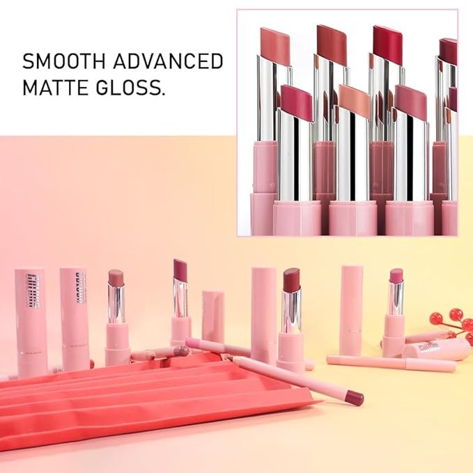 2-in-1 Wine Red Matte Lip Liner & Lipstick Combo Set,Lips Kit with Lip Liner Lip Stains Long Lasting Waterproof Smudge Proof for Older Women 24 Hours Lipliners Pencil Lipstick Makeup Gift Kit,Vegan