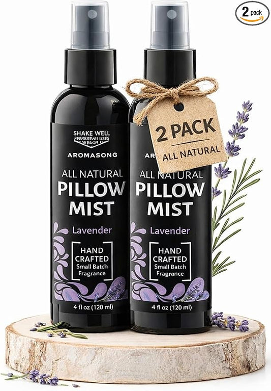 Aromasong Lavender Spray for Sleep Pillow | 2-Pack | All Natural Calming Linen & Bedtime Sleep Mist for Deep Sleep - Pillow Spray for Sleeping Aromatherapy with Botanical Essential Oils for Relaxing