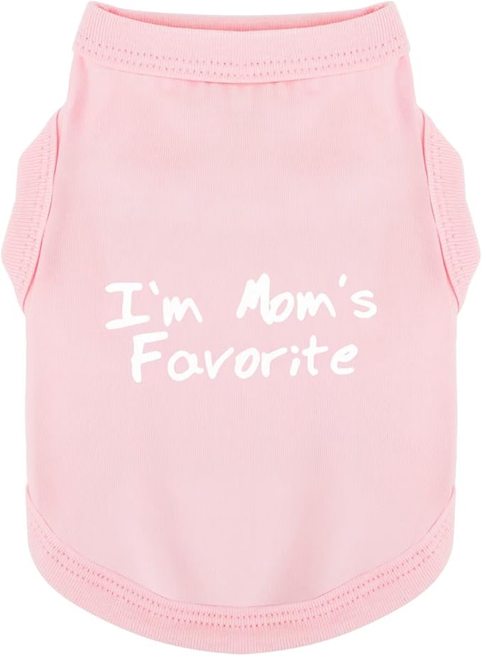 Cozy Sleeveless Canine Wear Dog Clothes, Soft, Lightweight, and Breathable Cotton Dog Shirt with I'm Mom's Favorite Print.Vest Tank Top Ideal for Small, Medium, and Large Breeds Light Pink XL