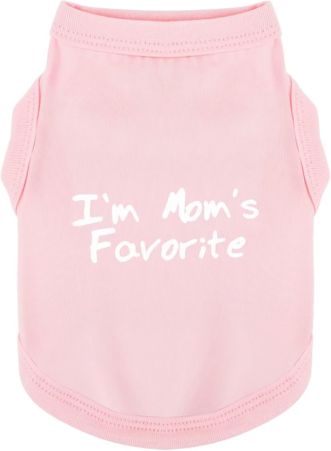 Cozy Sleeveless Canine Wear Dog Clothes, Soft, Lightweight, and Breathable Cotton Dog Shirt with I'm Mom's Favorite Print.Vest Tank Top Ideal for Small, Medium, and Large Breeds Light Pink 4XL