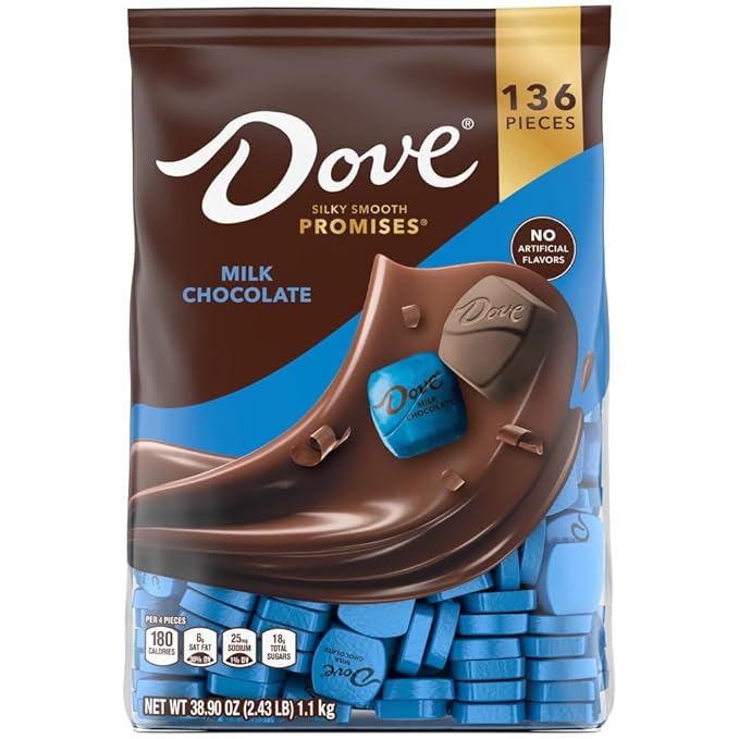 DOVE Promises Milk Chocolate Candy Individually Wrapped Bulk Pack (38.09 oz, 136 Piece) Bag, 8.46 ounces