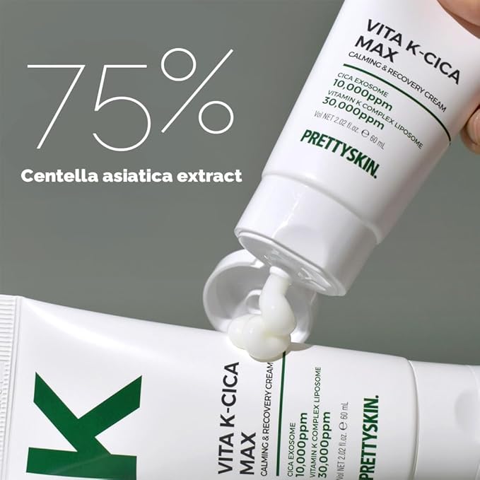 PRETTYSKIN CICA Exosome Soothing Cream with 75% Centella Asiatica Extract, Vitamin K Complex, and Hyaluronic Acid – Gentle Hydration for Sensitive Skin (2.02 fl oz)