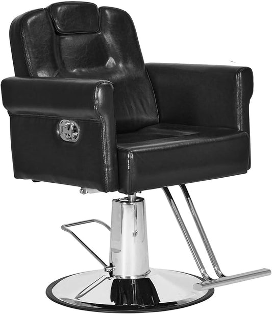 Barber Chair Recliner Salon Chair Hair Spa Chair with Hydraulic Pump, Removable Headrest, Adjustable Height 360 Degrees Swivel for Hair Salon Equipment
