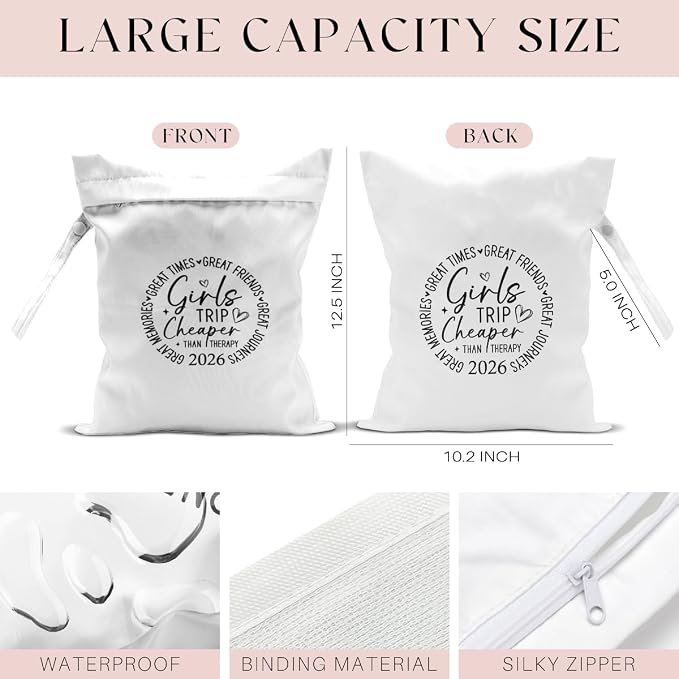 2Pcs Girls Trip Gifts Wet Dry Bag, Beach Bag Wet Bag Favors, Sunscreen Aloha Bags Swimsuit Toiletry Travel Essentials For Women, Beach Travel Laundry bags for Dirty Diaper Swimsuit Gifts