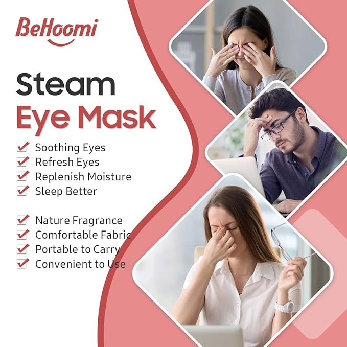 20 Packs Steam Eye Mask, Heated Eye Mask Warm Compress for Eyes, Disposable Self Heating Steam Mask for Home, Sleep, Spa, Travel Essentials & Relaxation Gifts for Women (Rose)