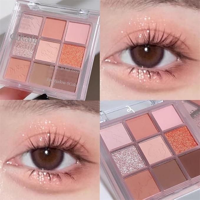 Kayswang 9 Colors Glitter Eyeshadow Makeup Palette, Eye Shadow Powder，Matte High Pigmented Colorful,Creamy Texture, Long LastingEyeshadow Powder Cosmetics,Natural Waterproof (19#)