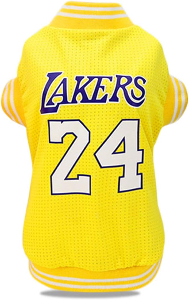 Dog Clothes Basketball Mesh Breathable T-Shirt,Pet Clothes Puppy Sportswear Spring/Summer Fashion Dog Shirt. (Yellow, Medium)