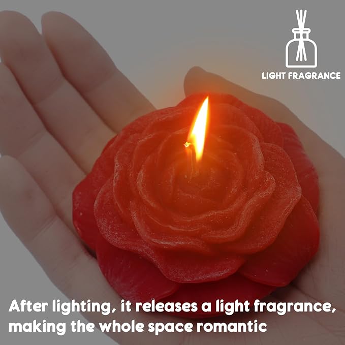 Valentine's Day 4 PCS Red Peony Flower Candles for Her, Scented Low Temperature Candles Adult Low Heat Natural Soy Romantic Dripping Wax Play for Lovers Couples