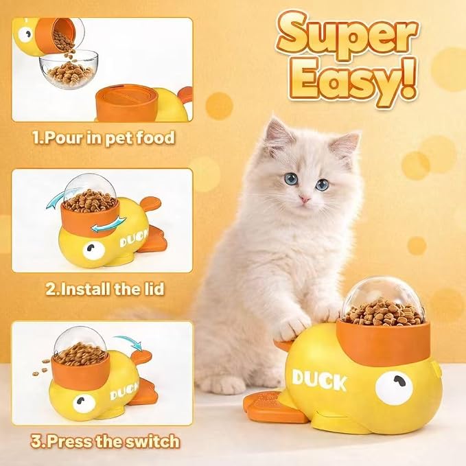 Duck Dog Treat Dispenser Toy for Small Breeds - Interactive Slow Feeder Puzzle & Food Dispensing Toy, Mental Stimulation Puppy Chew Toy for Healthy Digestion & IQ Training (Yellow)