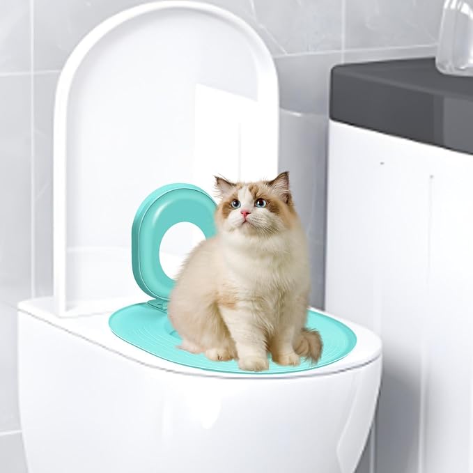 Cat Toilet Trainer - 15.35 Inches PPCat Litter Tray | Suction Cup Fixation Pad,| Bathroom Training Tool | for Kitten, Adult Feline, Home Hygiene, Waste Reduction, and Daily Pet Use