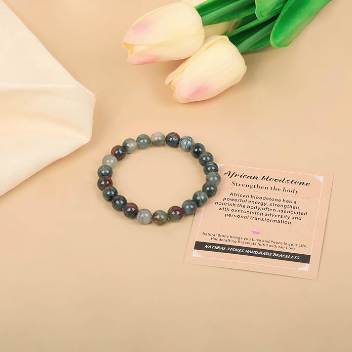 AD Beads Handmade Gemstone Stretch Elastic Bracelet Crystal Healing Reiki Nature's Beauty and Spiritual Essence Unisex